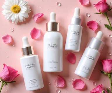 Premium skincare products with hyaluronic acid and natural ingredients